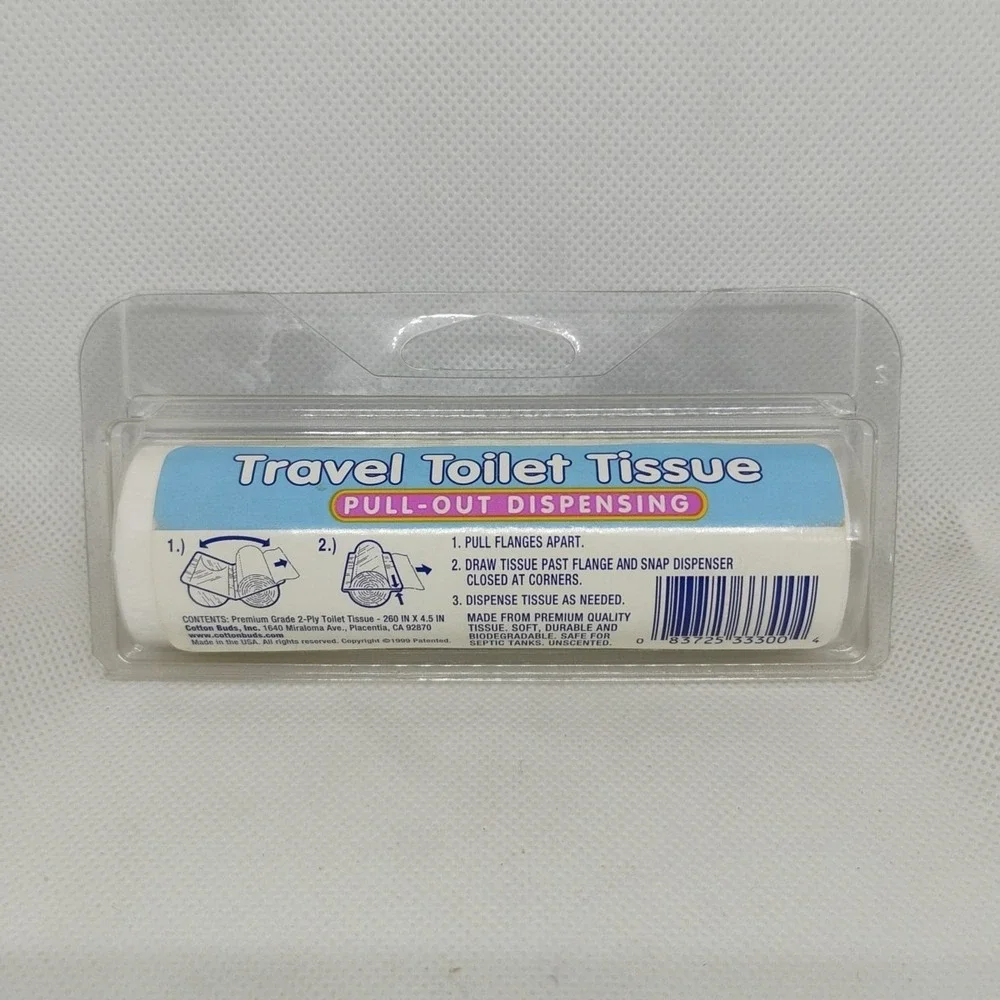 Cotton Buds Vintage NOS Pull Out Dispensing Travel Toilet Tissue 1999 Cottonbuds